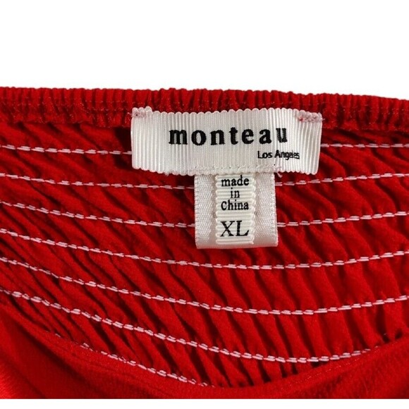 Monteau Los Angeles Junior Girls XL Shirt Red Peplum Spaghetti Strap Stretch Top - Picture 3 of 5